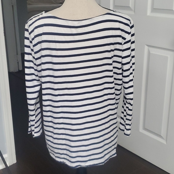 FEED Projects Striped 3/4 Sleeve Boatneck Top - Picture 2 of 7